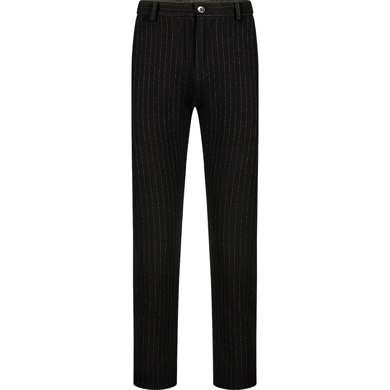 柒牌休闲长裤男2021秋季新款商务通勤黑色条纹青年直筒西裤男裤子