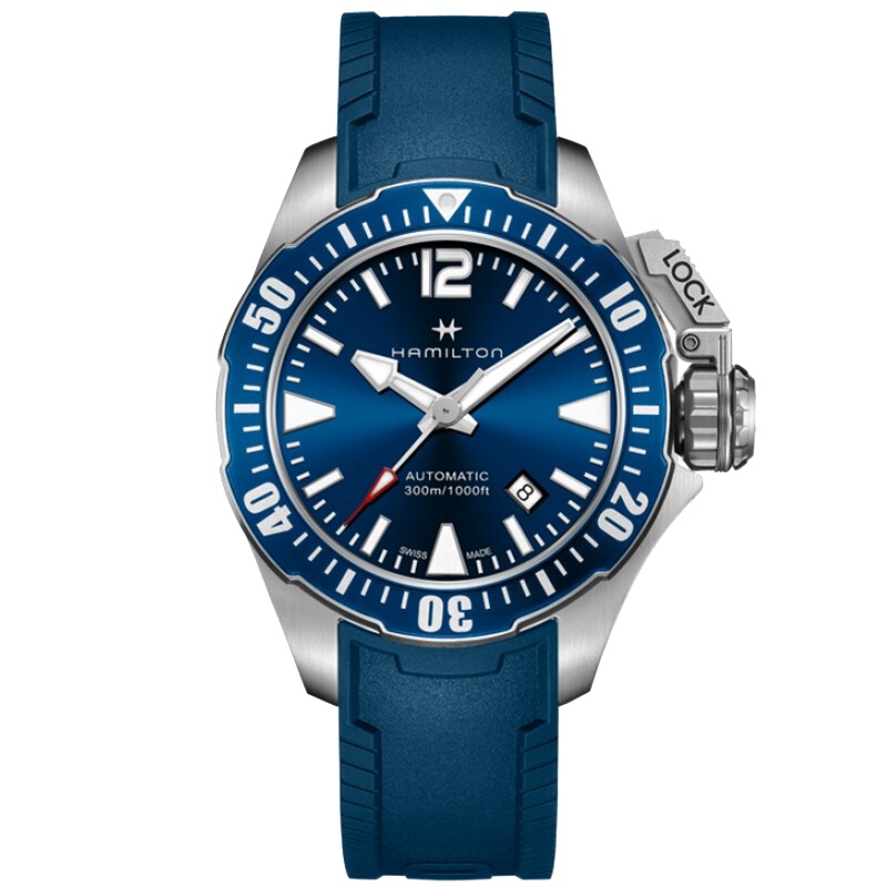 汉米尔顿(Hamilton)瑞士手表 卡其海军蛙人自动机械男表潜水表 H77705345