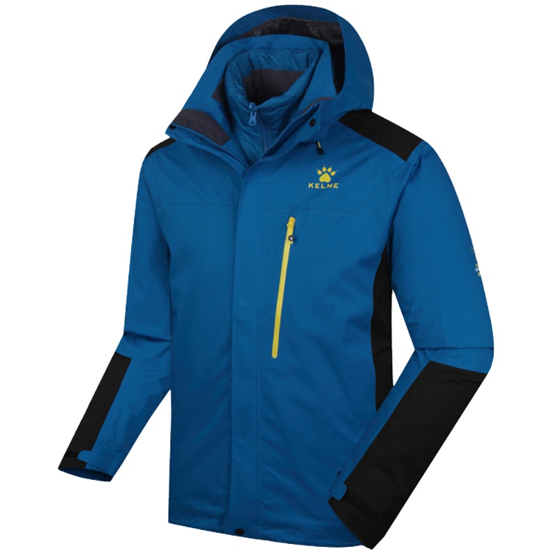 卡尔美户外冲锋衣男女士三合一两件套加绒加厚防风外套