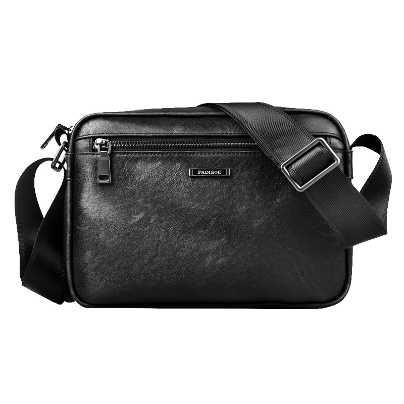 【顺丰配送】单肩包男真皮商务公务包横款头层牛皮包男士背包软休闲斜挎包男包NB214652-3H