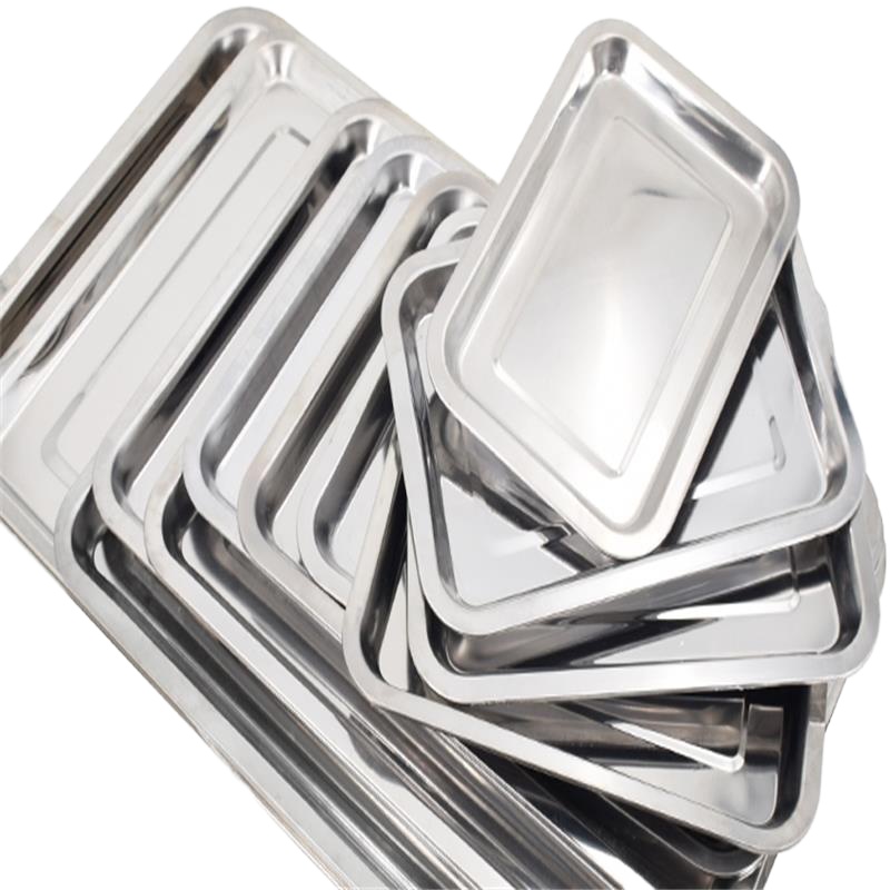 小海牛 方盘不锈钢盘子长方形蒸饭烧烤盘铁盘餐盘菜盘饺子盘商用厨房托盘