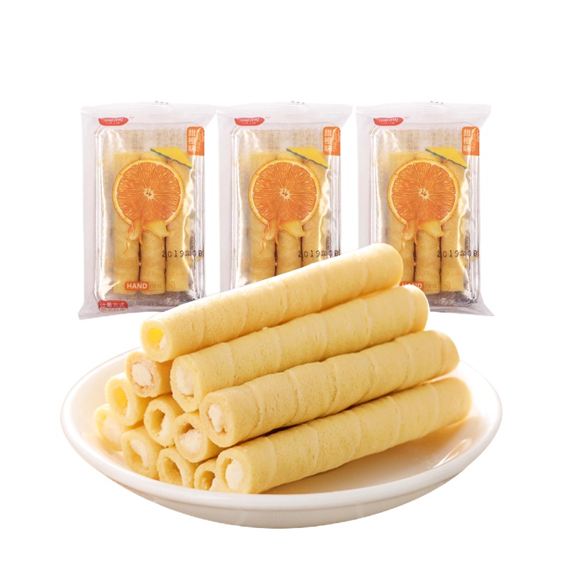 涧涧甜橙味蛋卷酥卷心酥威化饼干休闲零食240g