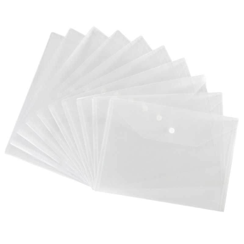 齐心(COMIX)C330 A4规格透明按扣袋 透明文件袋 透明白 10个装