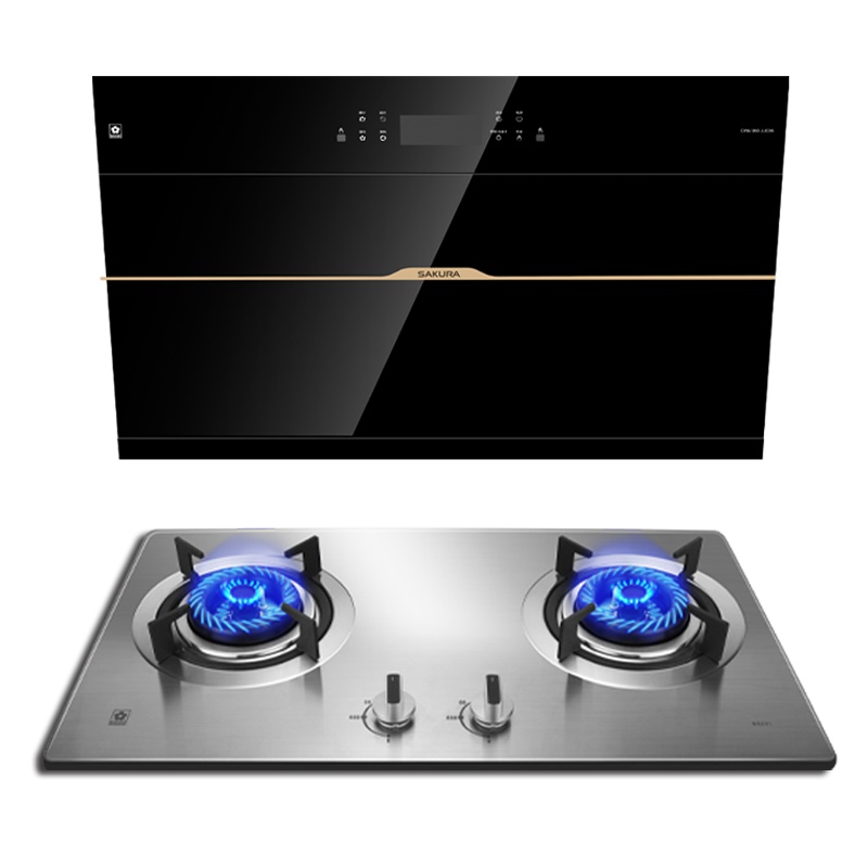 樱花(SAKURA)烟灶套餐 22立方大吸力侧吸抽油烟机 4.2KW强劲火力 自动清洗烟灶厨电套装JJC06+BGZ01