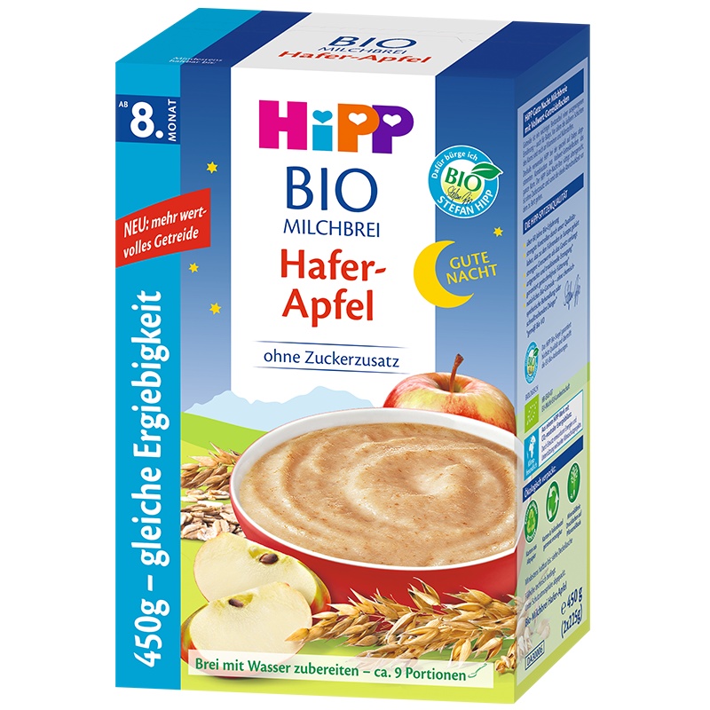 [临期]德国HIPP喜宝婴幼儿晚安燕麦苹果奶糊8个月