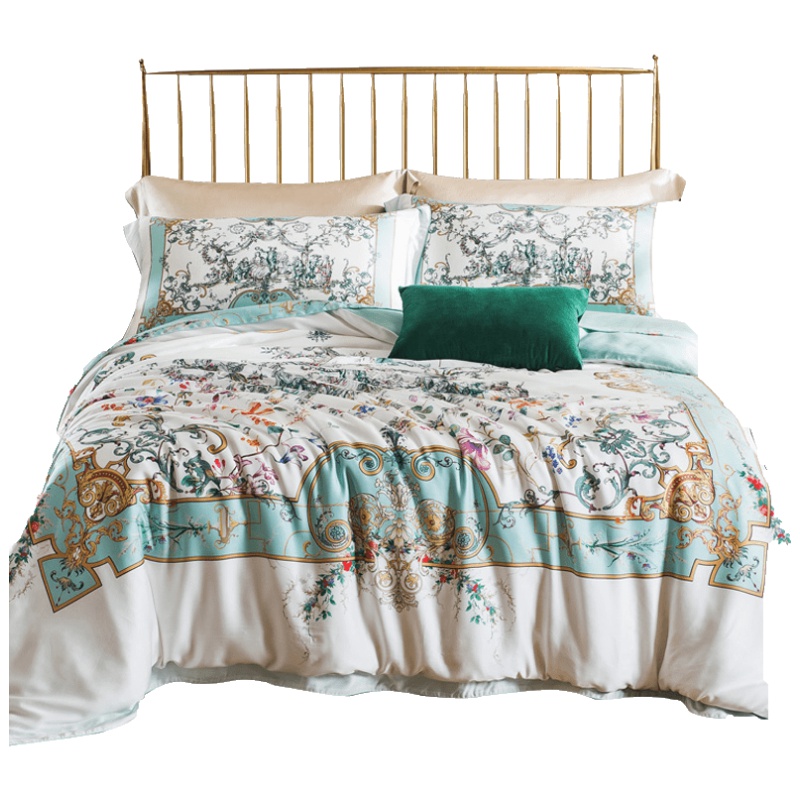 维科家纺美式宫廷风60S莱赛尔双面天丝数码印花四件套件专柜同步