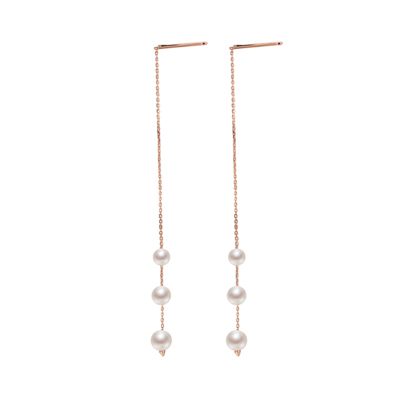 [京润珍珠]伶俐 5-8mm近圆形S925银镶时尚淡水珍珠耳坠耳饰银泰同款耳线 珠宝宠自己送妈妈