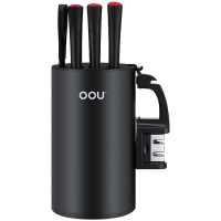 OOU鹤系列 刀具套装厨房全套菜刀厨师家用黑刀厨师专用厨具套刀