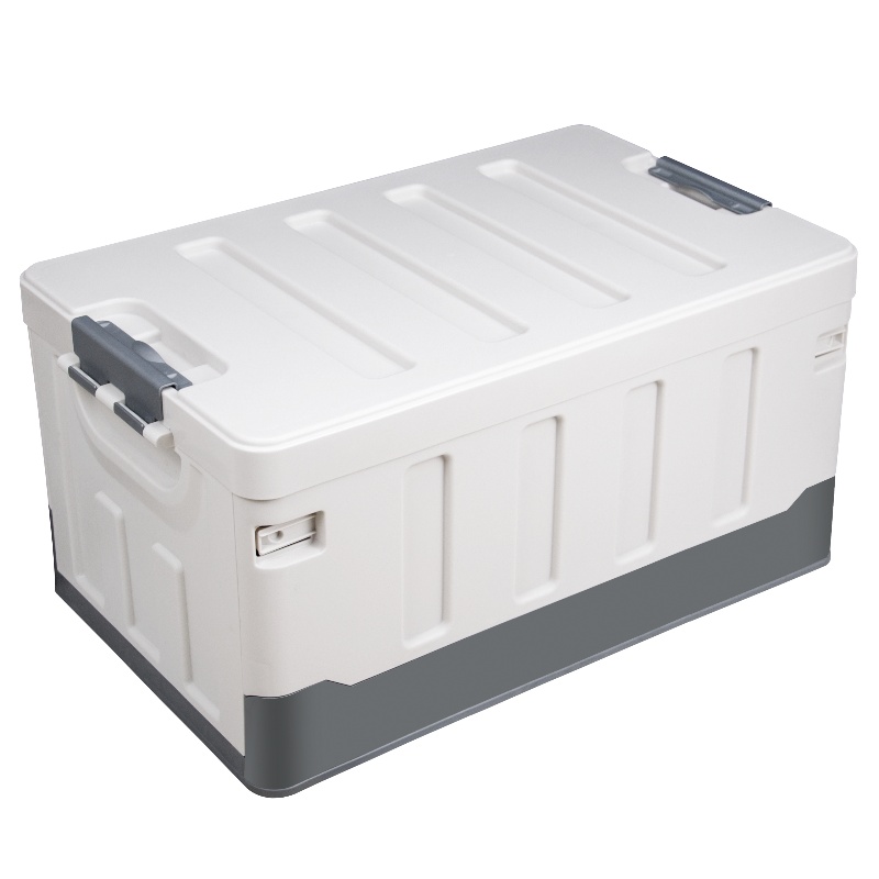 悦卡汽车后备箱收纳箱 车载多功能车内尾箱整理箱置物用品 R系列升级警示牌款折叠储物箱 白银大号-60L