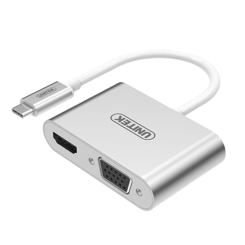 优越者(UNITEK) Y-V100SL type-c转hdmi+vga苹果MacBook Pro视频线转换器