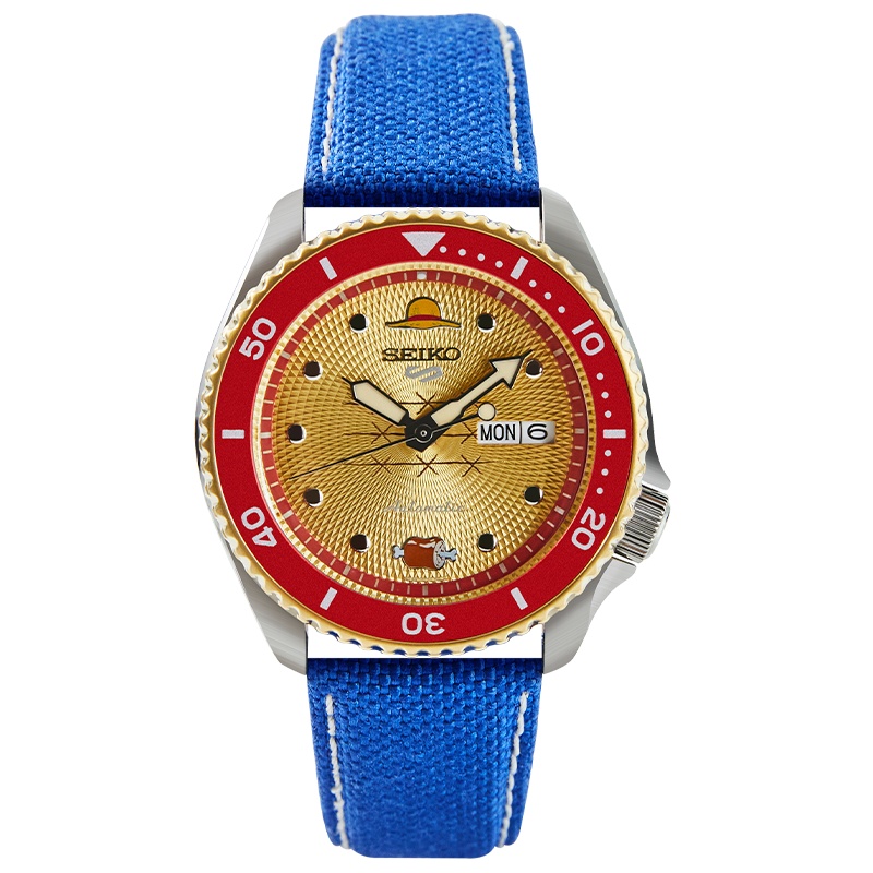 SEIKO新精工5号手表男表航海王限量联名款机械腕表官方正品路飞金盘SRPF60K1