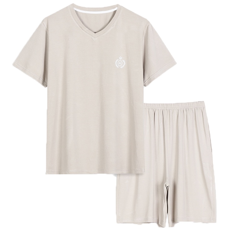 猫人睡衣男士薄款冰丝莫代尔短袖短裤大码宽松休闲家居服套装