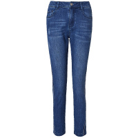 LIEDOW/蕾朵2019夏季新款高腰弹力牛仔裤女紧身时尚铅笔裤小脚裤