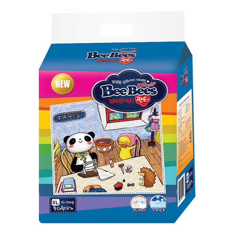 [韩国金贝柔]BeeBees经典超薄透气拉拉裤 宝宝婴儿干爽训练裤XL