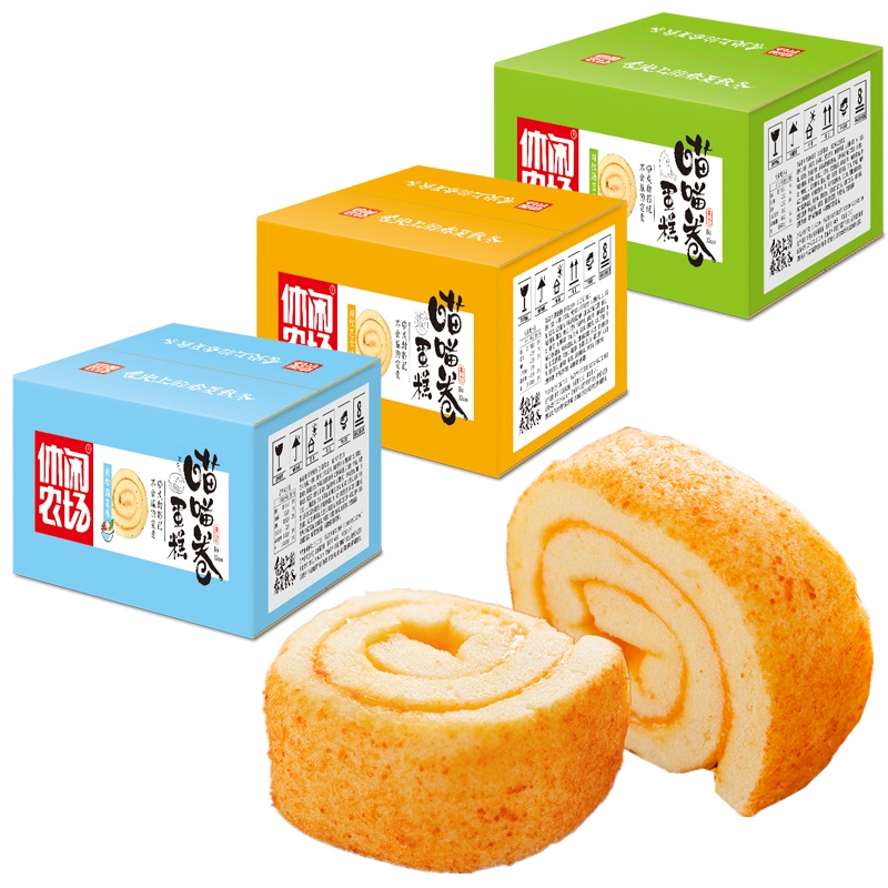 休闲农场喵喵卷混合口味(海苔/肉松/芝士)520g*1 苏宁自营零食整箱早餐面包蛋糕卷网红宿舍耐吃小零食