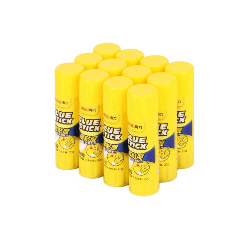 得力(deli)20g高粘度PVP固体胶水 无甲醛快干耐用胶棒 12支装 办公用品 7092
