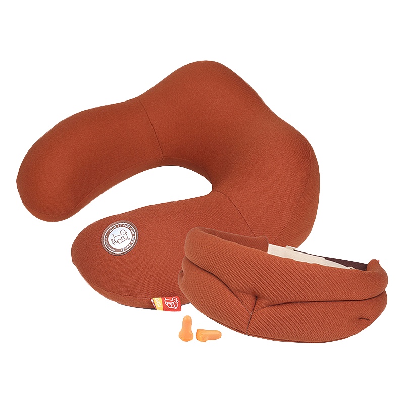 吉吉(GiGi)汽车U型枕头枕护颈枕 G-1333太空记忆棉飞机旅行枕 午休枕3件套 咖色