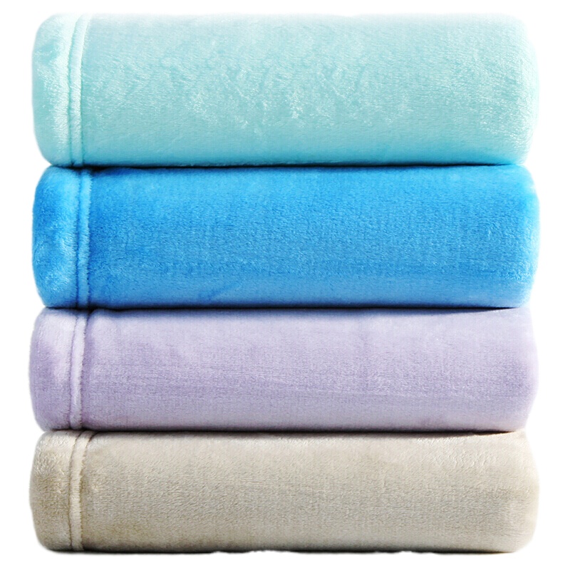 三利 素色良品柔法兰绒双人毯子 居家办公午休四季通用盖毯