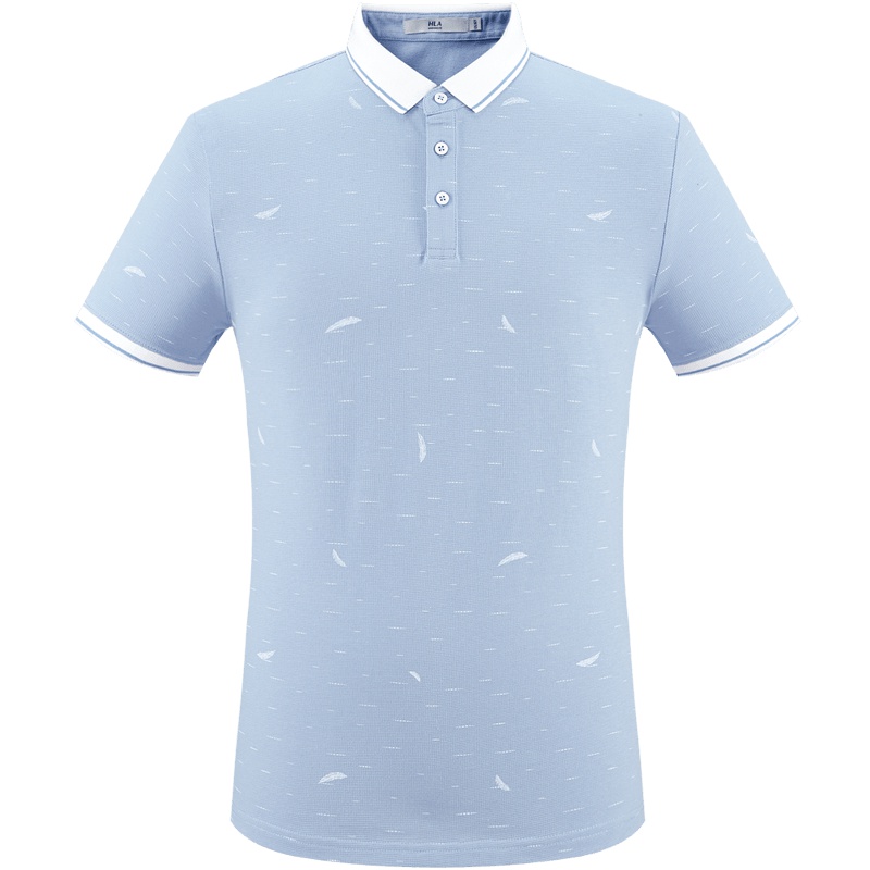 HLA海澜之家羽毛印花短袖POLO2019夏季翻领男 HNTPD2R069A