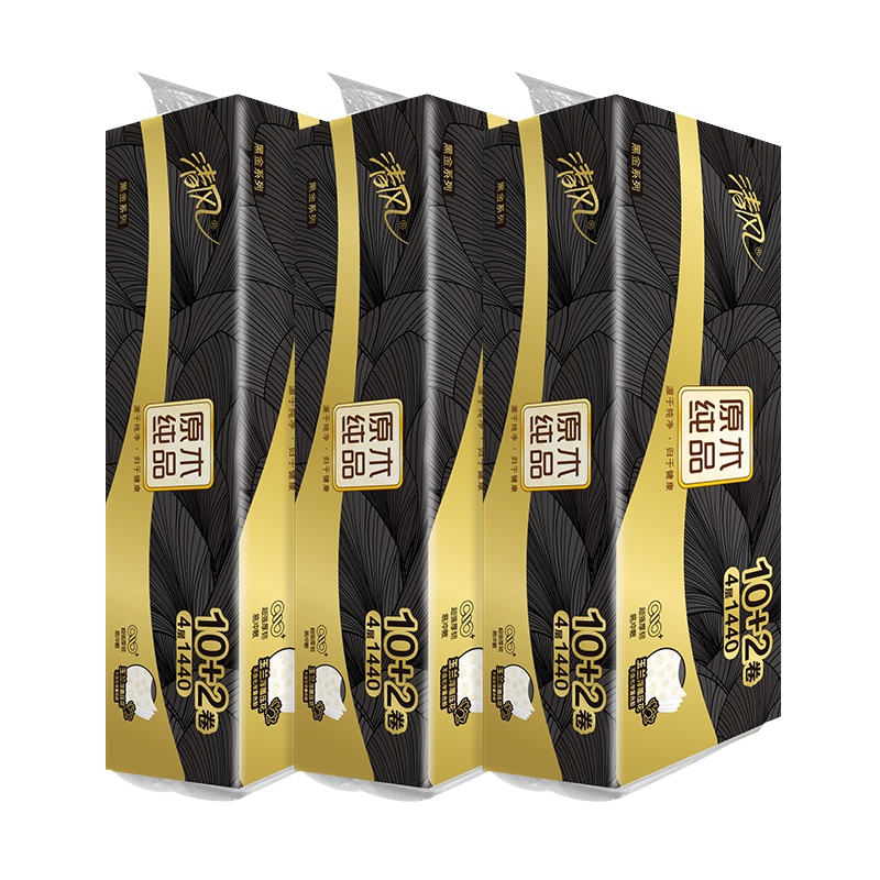 清风 卷纸 原木黑金系列 4层120克36卷 无芯卷纸 厕纸 卫生纸