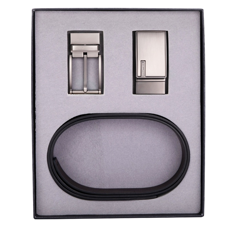 英皇保罗POLO男士皮带套装商务休闲针扣裤带男真皮板扣裤腰带男双扣头礼盒装送父亲生日男友情人节礼物