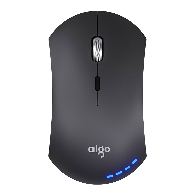 爱国者(AIGO) 4D安静电量可视炫彩多色充电无线鼠标 五金滚轮 续航时间长M200 钛钢灰