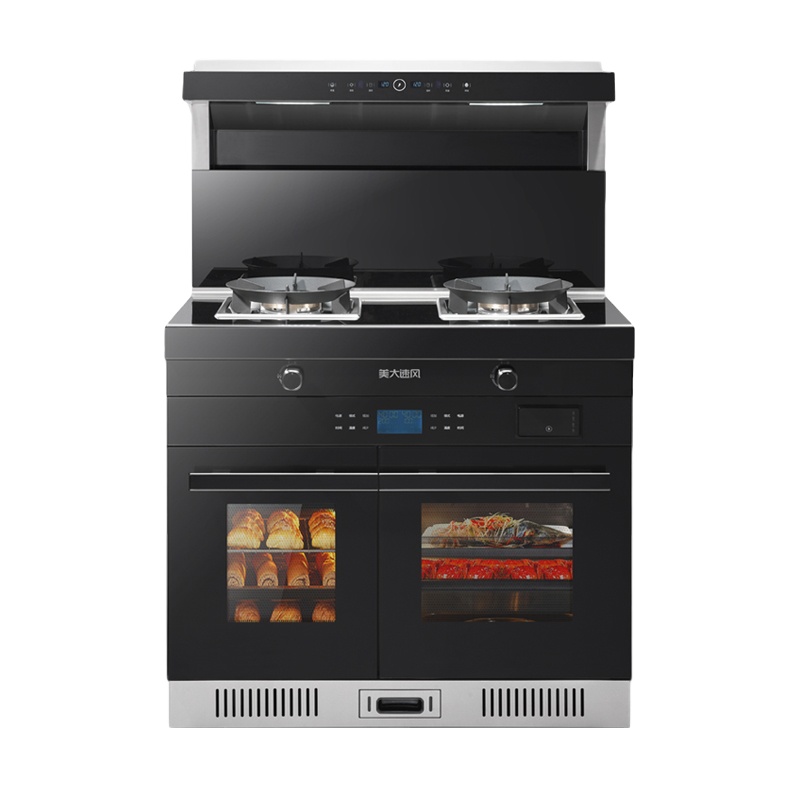 美大速风 集成灶蒸烤分离 4.5KW猛火双灶 高配上进风一级能效顶部智能加热侧吸下排 烟灶联动自动清洗JC18(天然气)