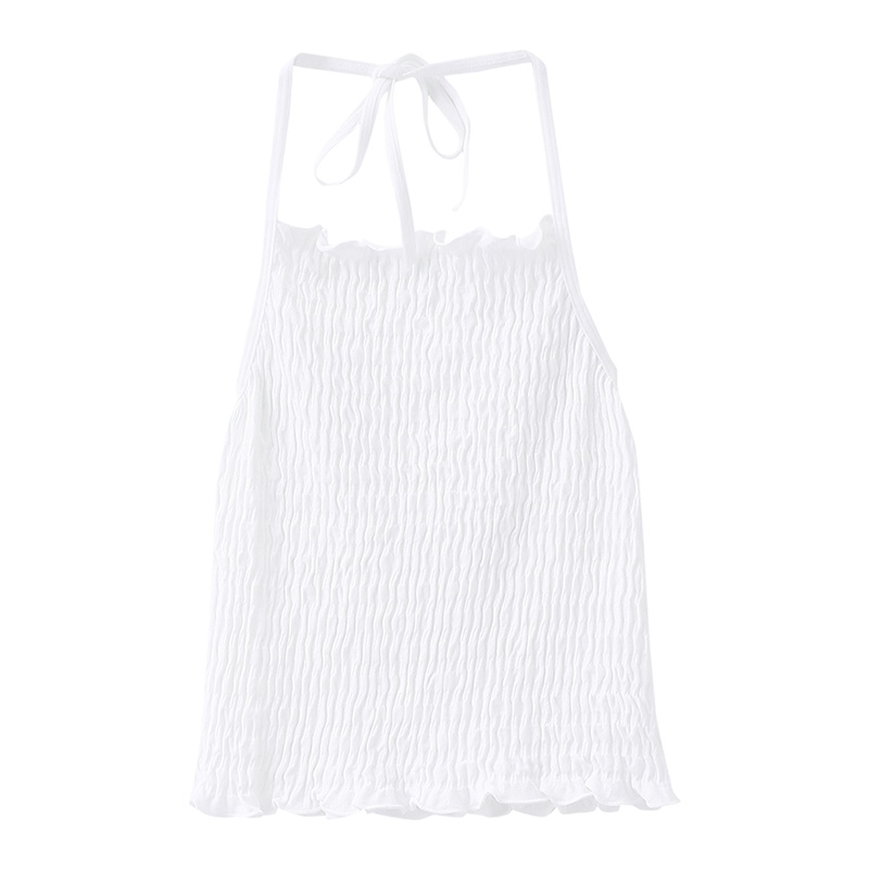 都市丽人春夏简约舒适百搭长款挂脖家居女式背心1V9303