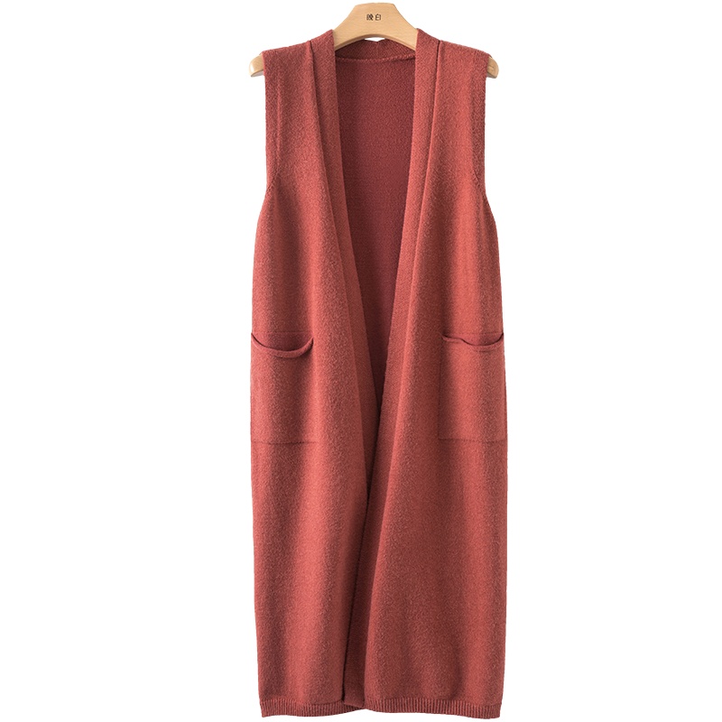 晚白2020秋冬新品通勤简约百搭纯色休闲毛背心马甲针织衫开衫女