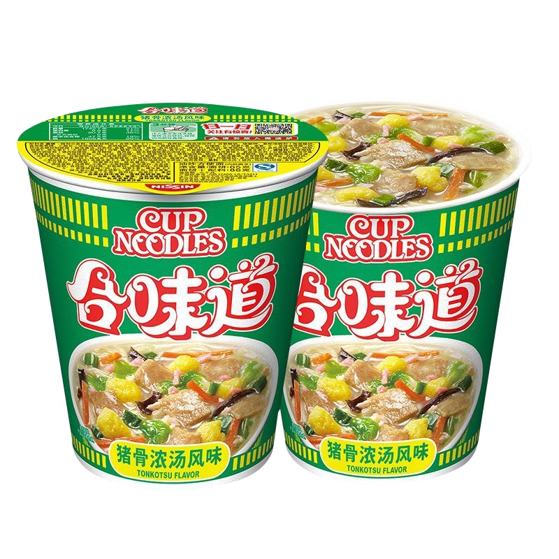 日清(NISSIN)方便面组合装 杯面泡面快餐面 猪骨浓汤风味12杯整箱装