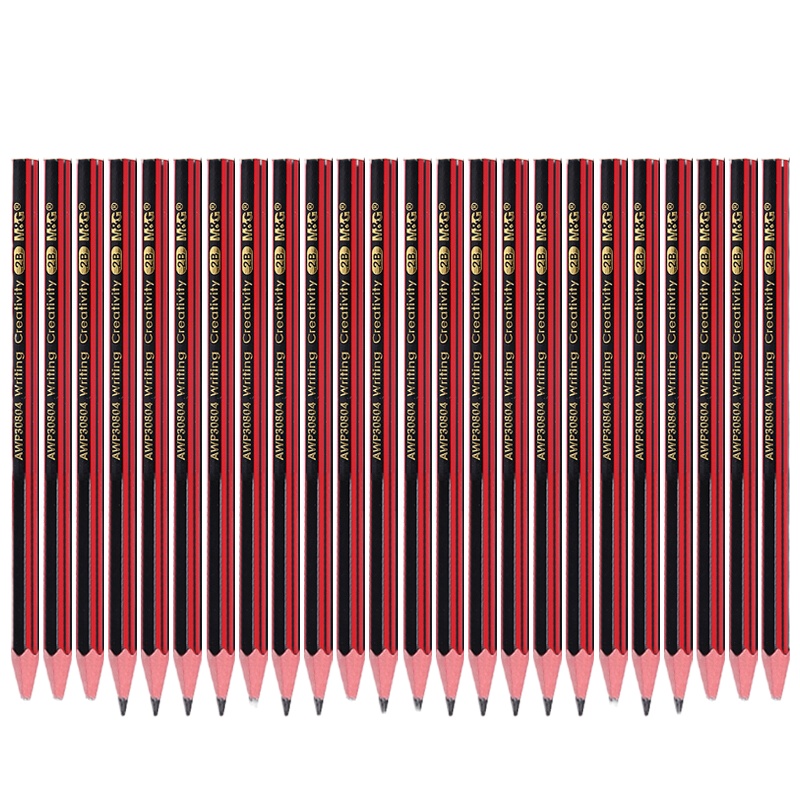 晨光 六角木杆铅笔红黑抽条 AWP30804 2B 10支/盒