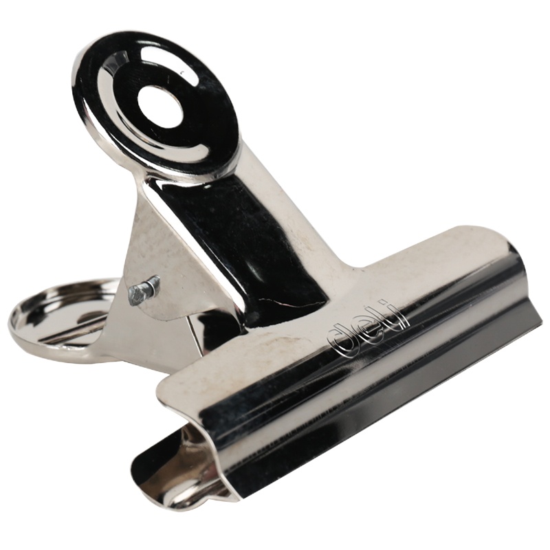 得力(deli) 票夹大中小号圆形票夹不锈钢铁票夹小夹子 办公用品 超大号(76mm/6个装)9521