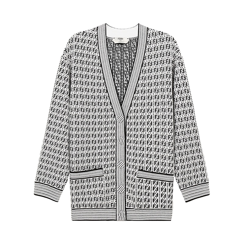 FENDI 女士 粘胶纤维/混纺V领开衫针织衫 FZC869 AF4U