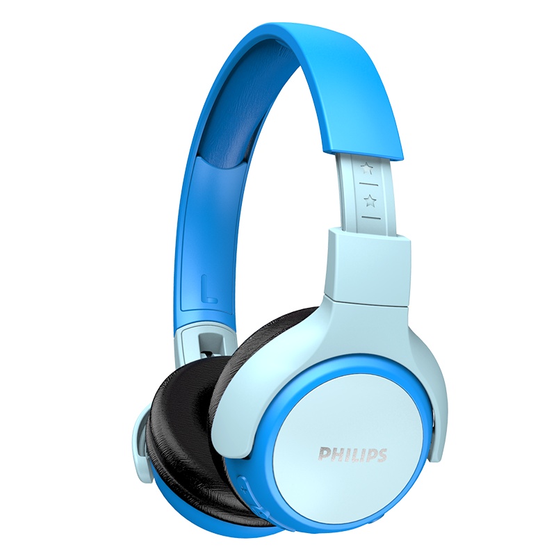 飞利浦(PHILIPS) 儿童耳机 学习耳机头戴式无线蓝牙耳机低分贝护耳学生耳机耳麦 TAKH402蓝色 蓝牙版