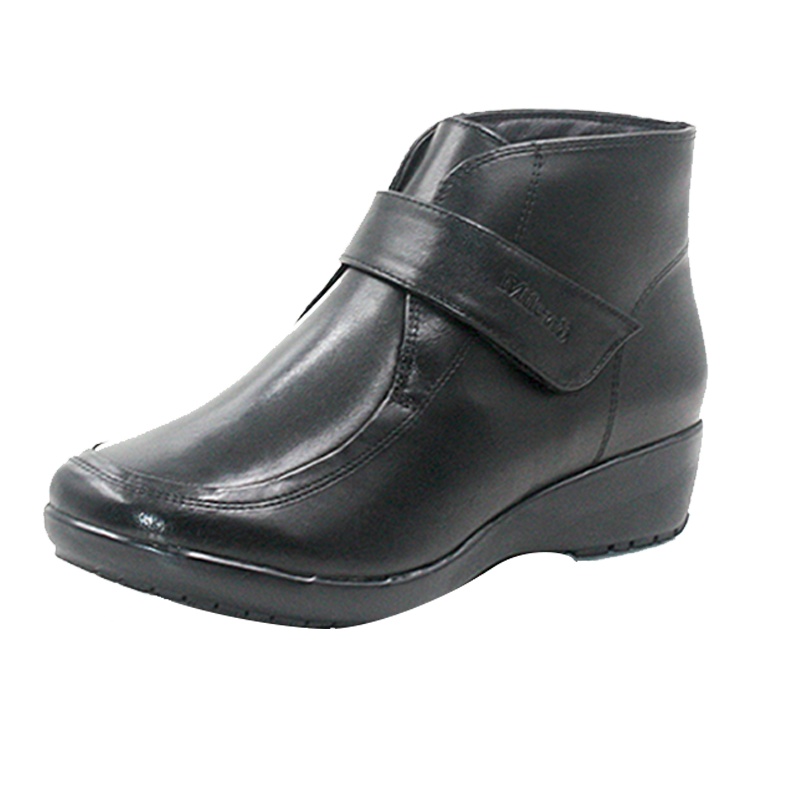 Mileno/米莲诺简约牛皮坡跟女短靴舒适妈妈保暖休闲鞋M164580