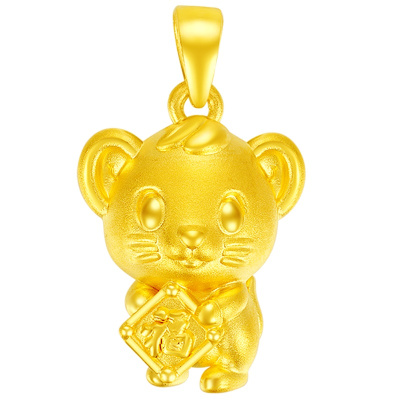 金一国囍足金3d硬金吊坠福气鼠男女通用款黄金吊坠(定价)acb043