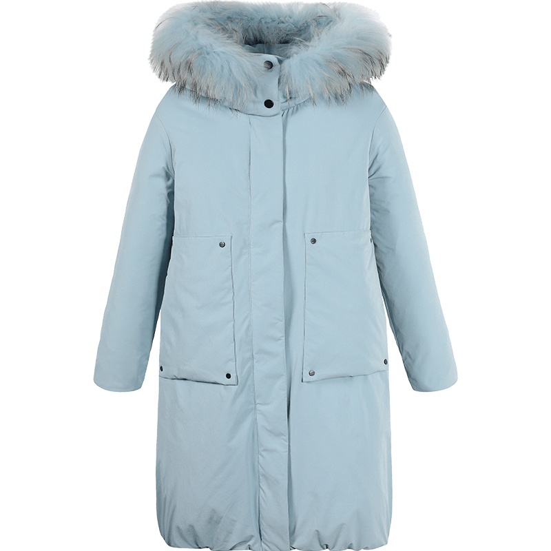 时尚大毛领中长款羽绒服女2019新款韩版宽松加厚