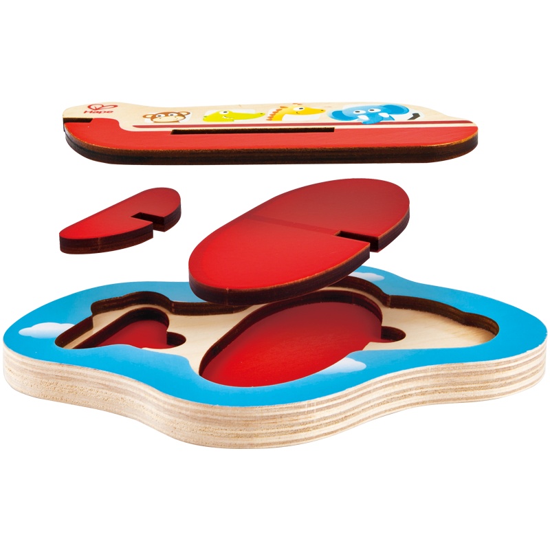 Hape三阶—3D拼装飞机拼图24个月以上儿童拼图玩具