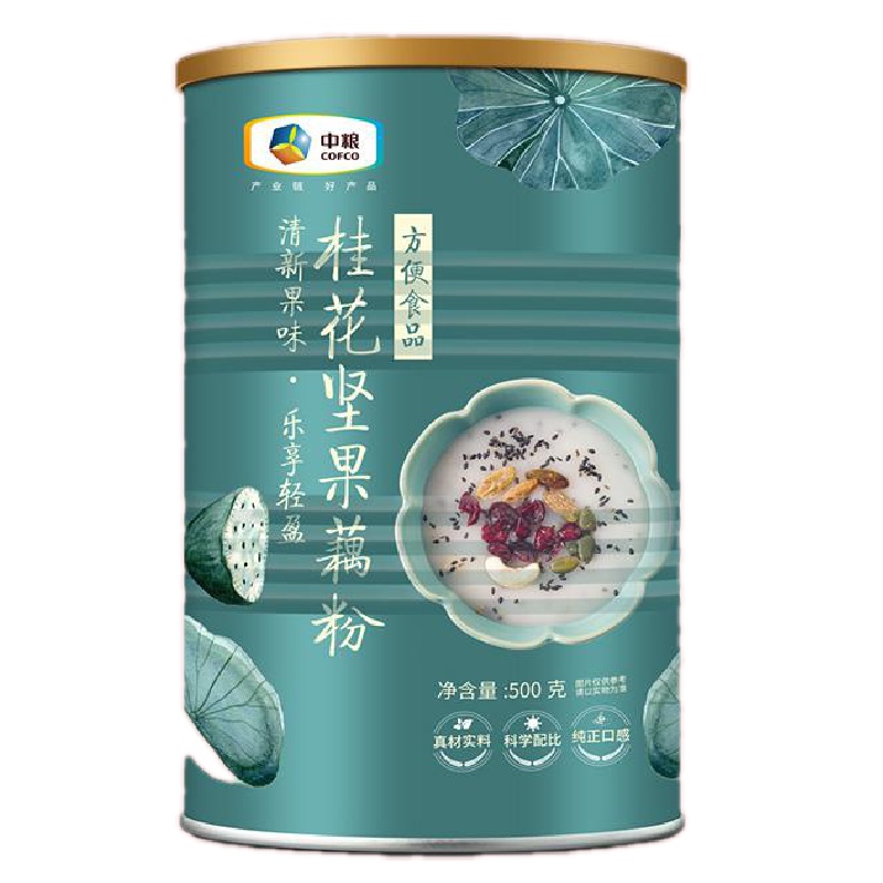 中粮可益康桂花藕粉500g/罐藕粉坚果羹早餐食品即食营养饱腹胃代餐莲藕粉特产纯罐装