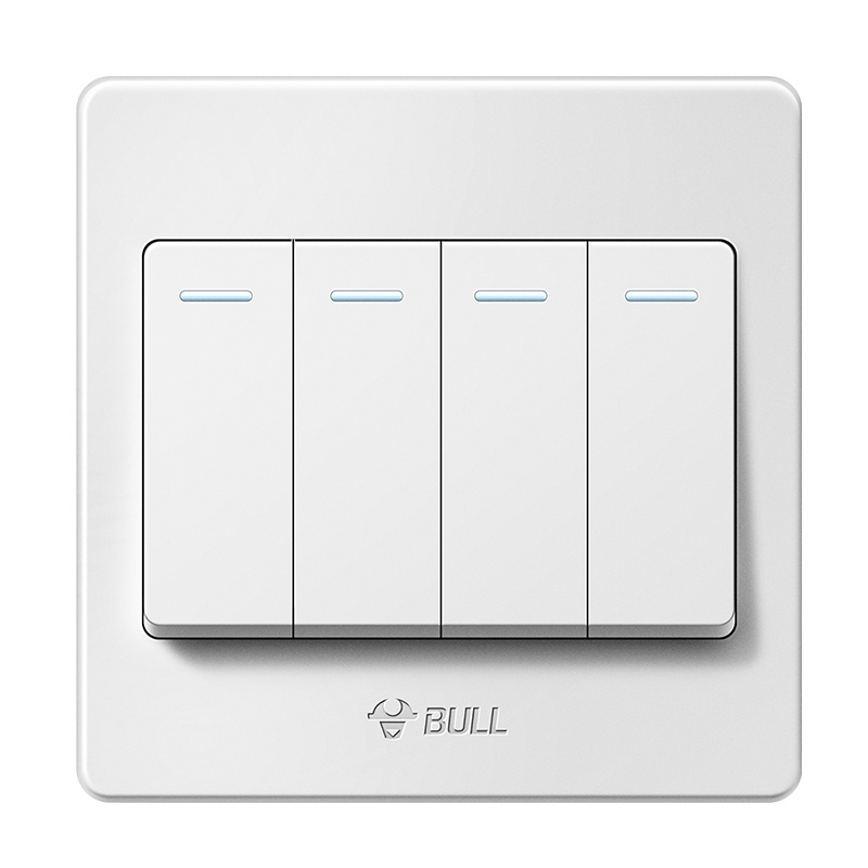 公牛(BULL)开关插座4开四开双控开关 86型四位开关四开双联墙壁电源面板 G07K412Y(带荧光)