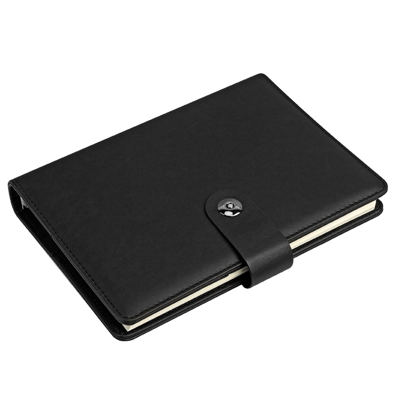 广博(GuangBo)活页本皮面本25K/100张记事本 黑色 商务会议记录本 日记本加厚笔记本