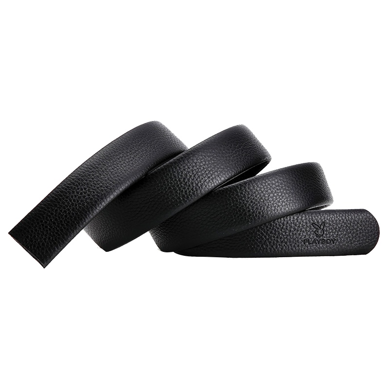 花花公子男士皮带不带头真皮带身无扣头自动扣牛皮软裤腰带无头