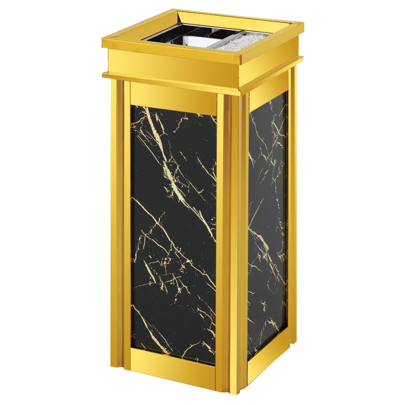 菲仕康 高档酒店垃圾桶大堂物业餐厅KTV宾馆立式不锈钢仿大理石烟灰桶带烟灰缸双色可选
