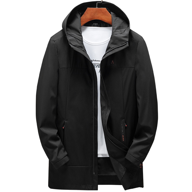 雅鹿男装上新商务休闲百搭连帽男士风衣外套204402088