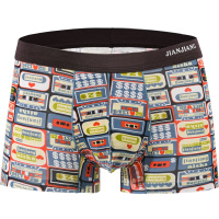 健将JIANJIANG男士平角内裤莫代尔复古潮流印花性感个性时尚四角短裤衩裤头3条装