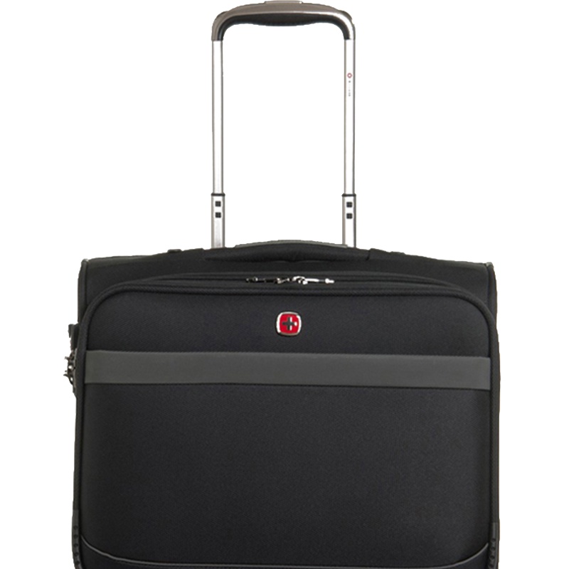 瑞士军刀拉杆箱 商务旅行16英寸登机箱 时尚男女旅行箱行李箱密码锁箱子皮箱 耐磨尼龙电脑手提箱 黑色 16英寸