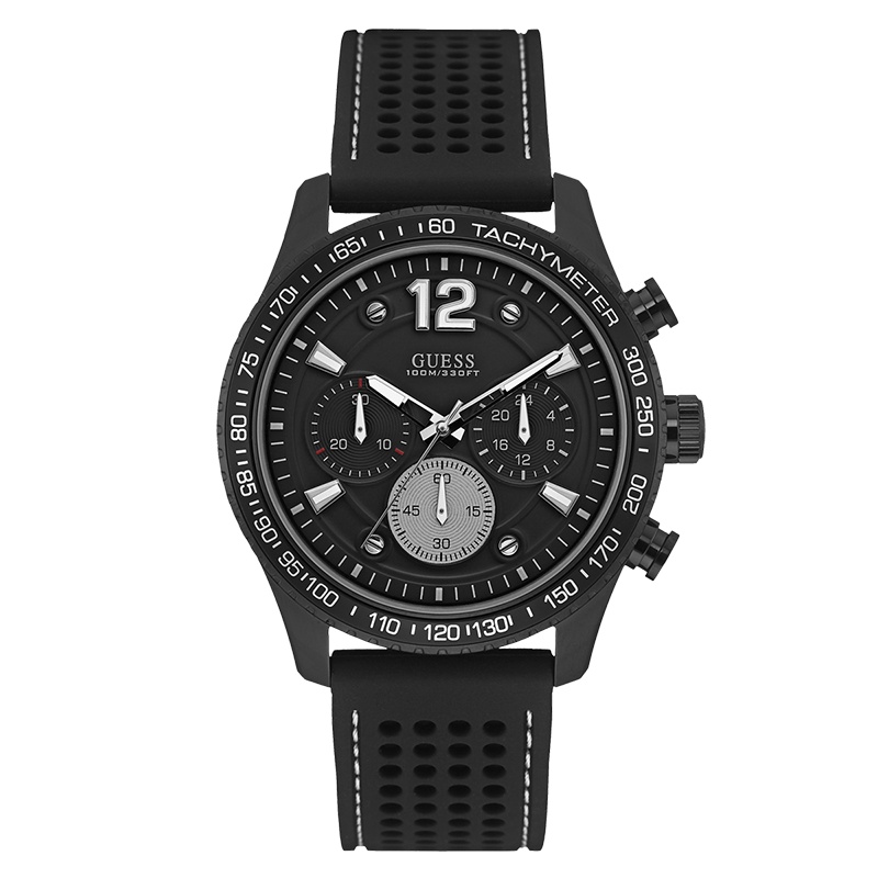 GUESS动感都市多功能黑色男士石英表W0971G1