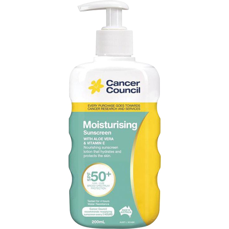 澳洲进口 Cancer Council 茜茜尔 CC 保湿 防晒霜 乳液 SPF50+ 200ml 1支装 滋润修护