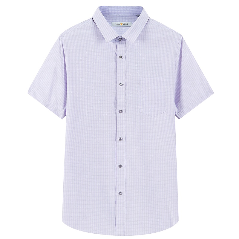 雅鹿男装夏季格子正装男士衬衫商务休闲方领男士衬衣DD2CC010F