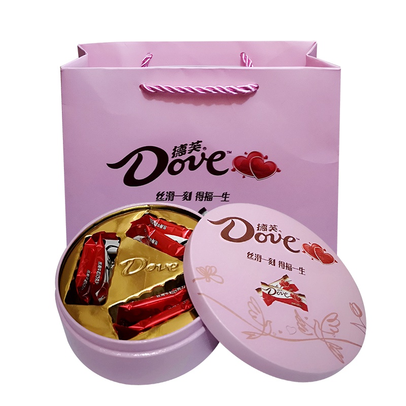 德芙巧克力德芙丝滑牛奶巧克力6粒圆形粉色礼盒装铁盒装婚庆结婚喜糖4.5克德芙婚庆装6粒(不含礼袋;可另外选购)